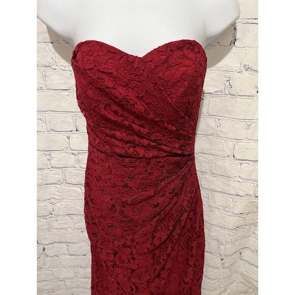 David’s bridal Long fitted red lace gown dress size 4 - Picture 2 of 8